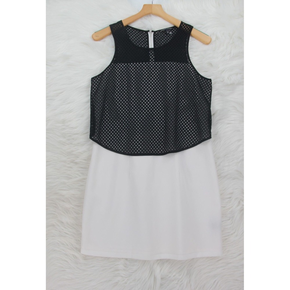 W118 by Walter Baker Womens Sleeveless Shift Dress Back Zip Black White M #1231